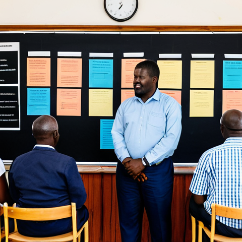 Promoting Democracy and Good Governance**
A professional setting showing Zambian community leaders, fully clothed in appropriate attire, participating in a workshop facilitated by American experts. The scene should convey collaboration and empowerment. Background: a modern community center with charts displaying governance principles. Safe for work, appropriate content, perfect anatomy, natural proportions, professional, family-friendly.
**