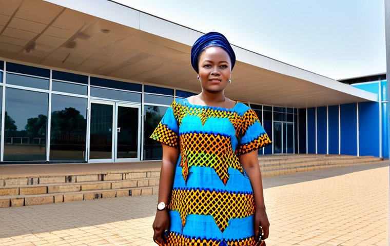 잠비아 시민권 취득 - Zambian Professional**
"A Zambian businesswoman in a modest, brightly colored Chitenge dress, stand...