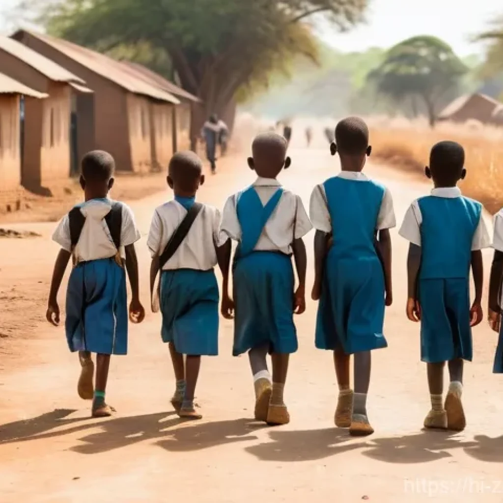 잠비아 초등 교육 - **Prompt 1: Rural Zambian Children Walking to School**
"A vibrant, realistic, and uplifting imag...