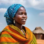 잠비아 통신 시스템 - **Prompt 1: Rural Connectivity Aspiration**
"A lone Zambian woman, dressed in a vibrant, modest ...