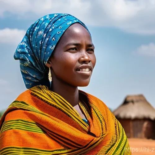 Home 22 잠비아 통신 시스템 - **Prompt 1: Rural Connectivity Aspiration**
"A lone Zambian woman, dressed in a vibrant, modest ...