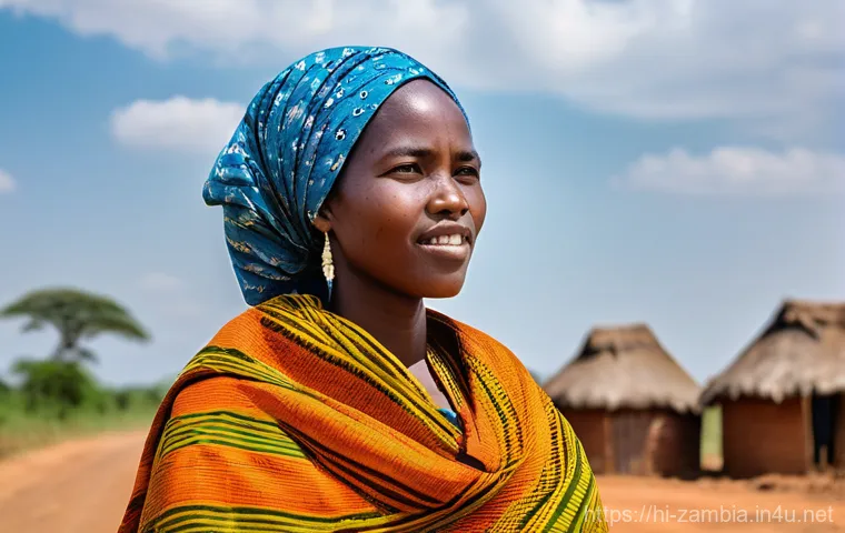 잠비아 통신 시스템 - **Prompt 1: Rural Connectivity Aspiration**
"A lone Zambian woman, dressed in a vibrant, modest ...